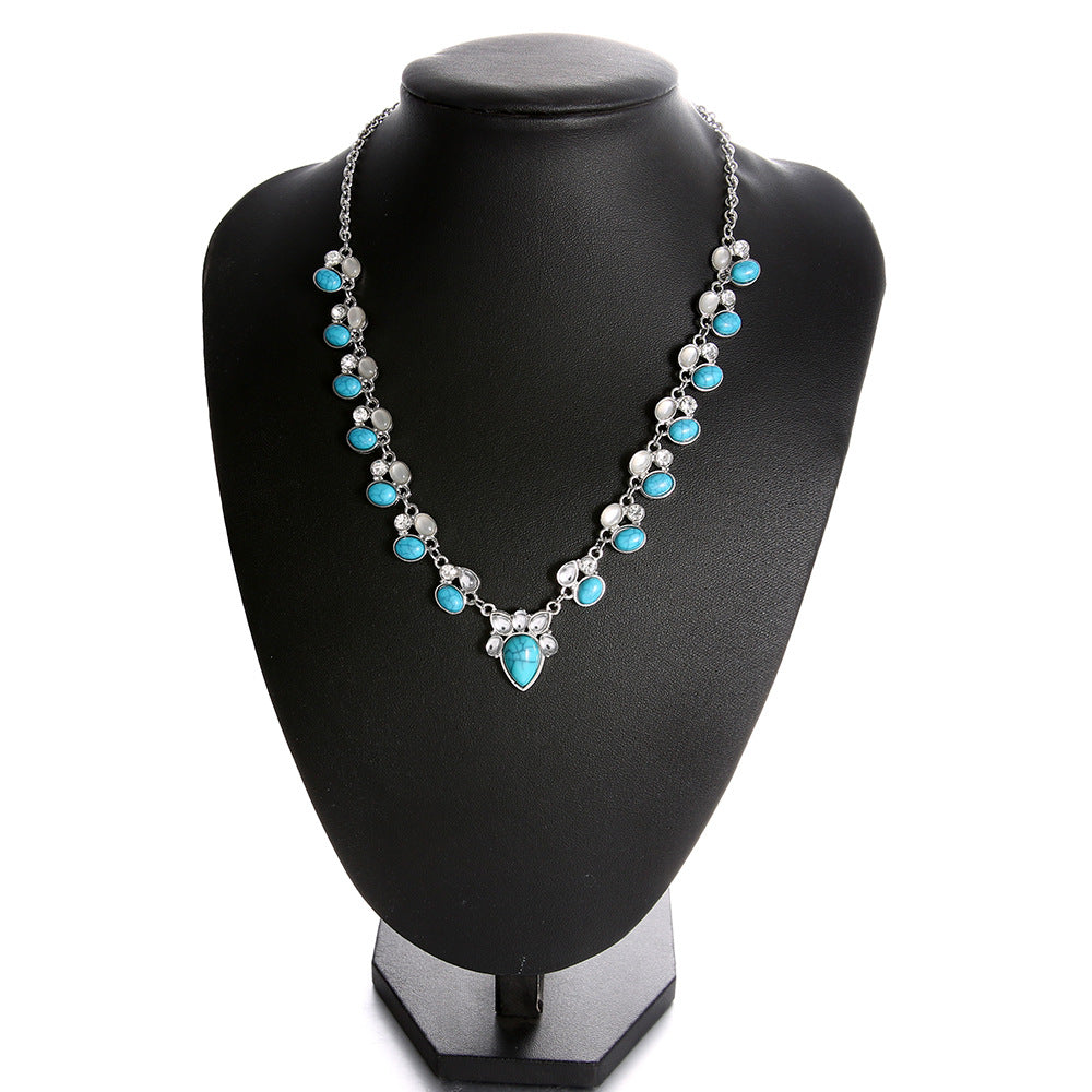 Wholesale Bohemian Flower Necklace with White Turquoise
